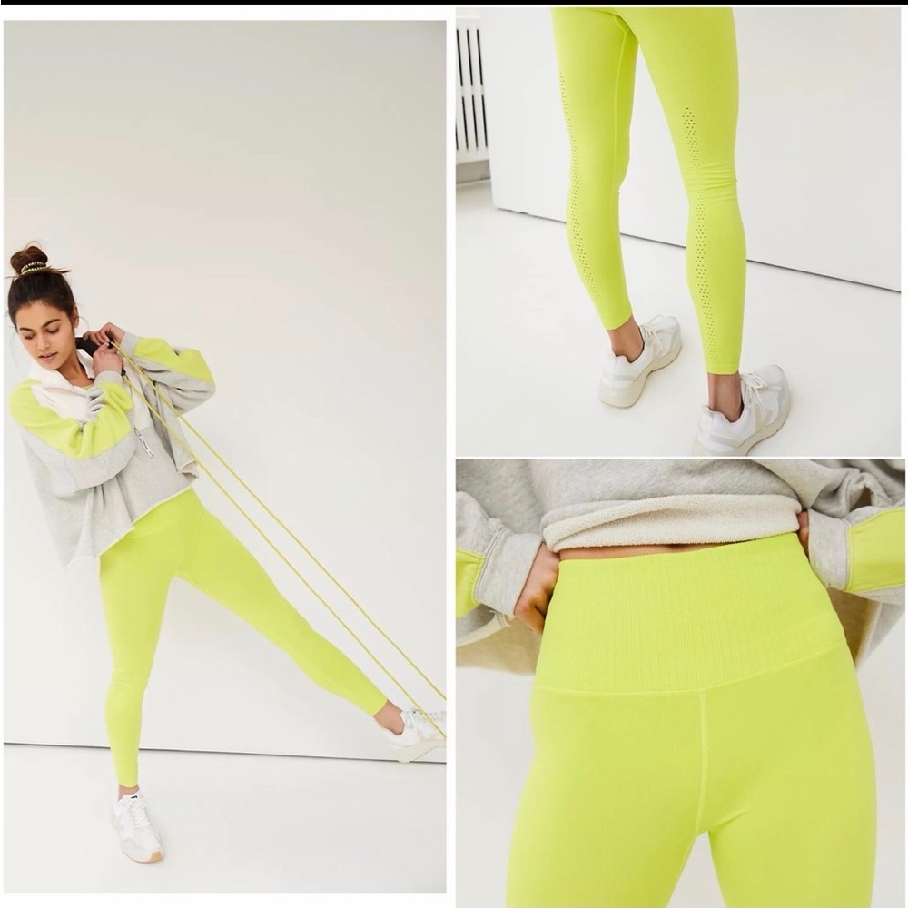 Free people fp movement good karma Neon Yellow/green Leggings and sports bra